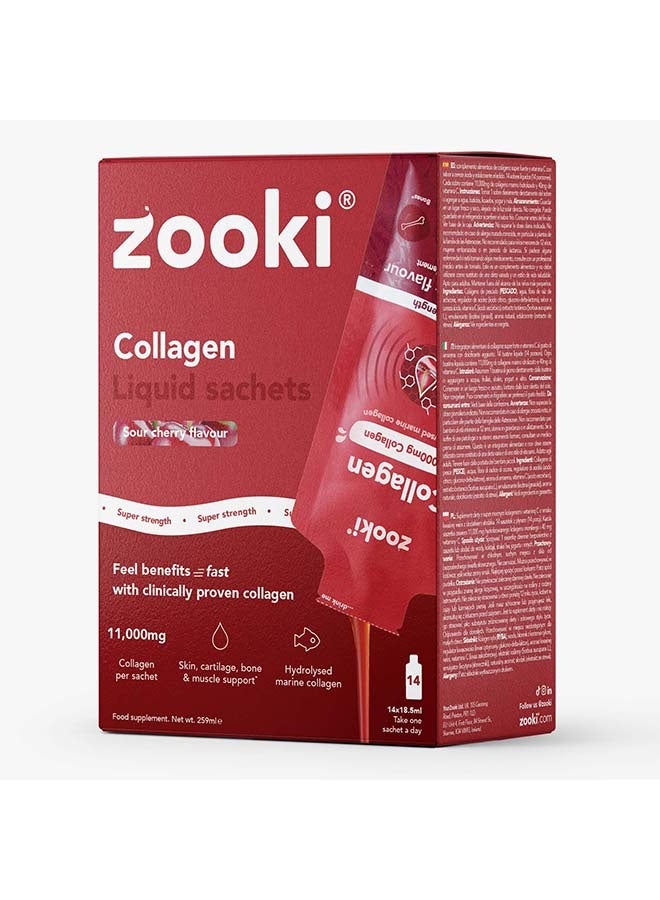 Zooki Super Strength Liposomal Collagen 11,000mg – Sour Cherry Flavor – High Absorption Liquid Collagen Sachets – Skin, Hair & Joint Support – 14 Sachets - Image 3